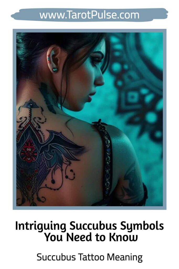 Womans back tattooed with Succubus Symbol